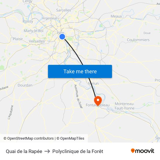 Quai de la Rapée to Polyclinique de la Forêt map