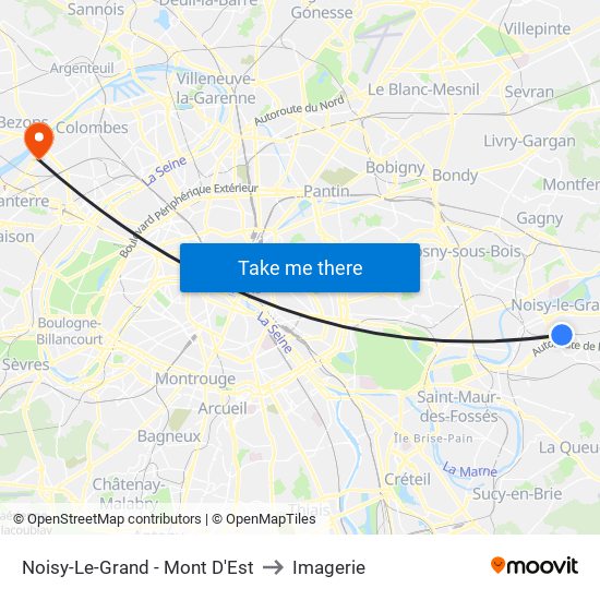 Noisy-Le-Grand - Mont D'Est to Imagerie map