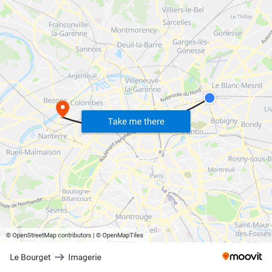 Le Bourget to Imagerie map