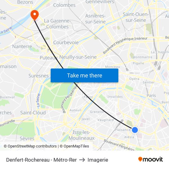 Denfert-Rochereau - Métro-Rer to Imagerie map