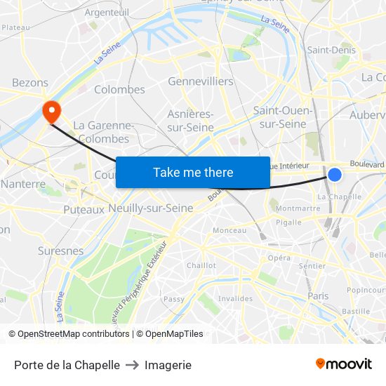Porte de la Chapelle to Imagerie map