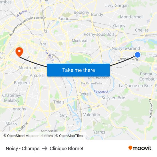 Noisy - Champs to Clinique Blomet map