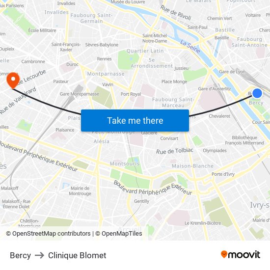 Bercy to Clinique Blomet map
