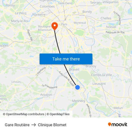 Gare Routière to Clinique Blomet map