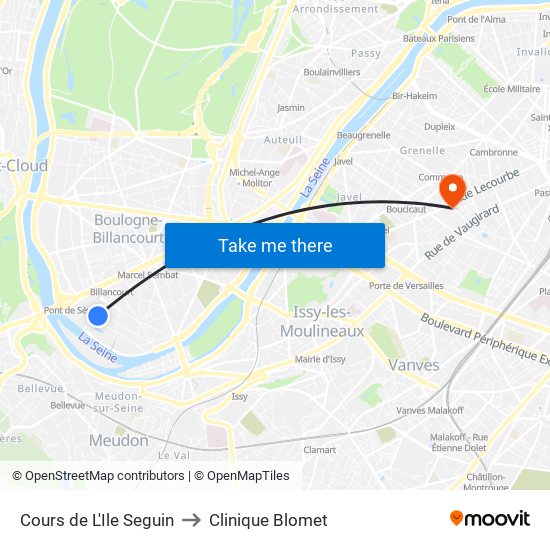 Cours de L'Ile Seguin to Clinique Blomet map