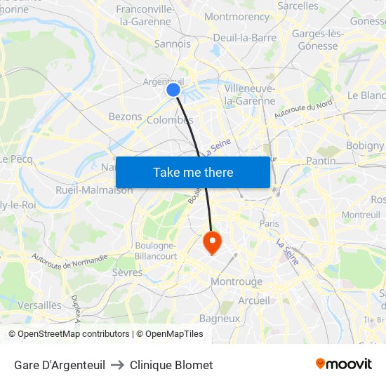 Gare D'Argenteuil to Clinique Blomet map