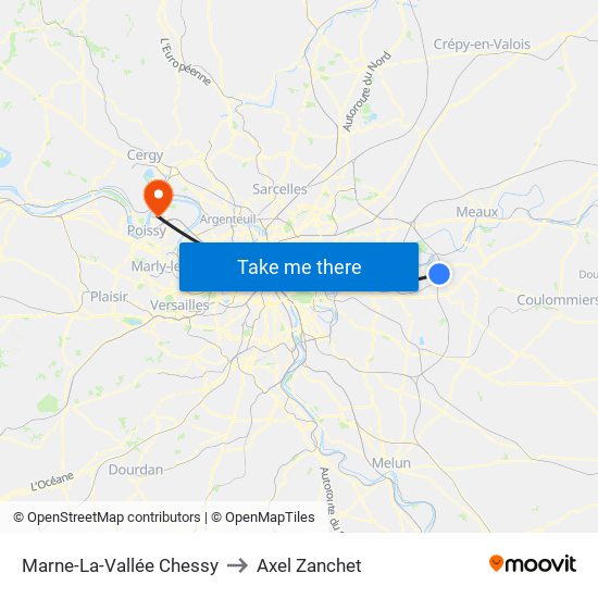 Marne-La-Vallée Chessy to Axel Zanchet map