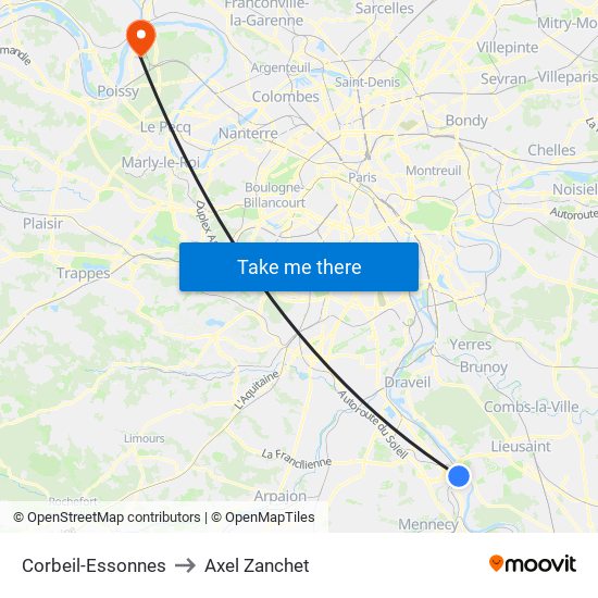 Corbeil-Essonnes to Axel Zanchet map