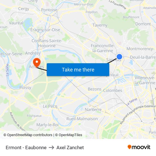 Ermont - Eaubonne to Axel Zanchet map
