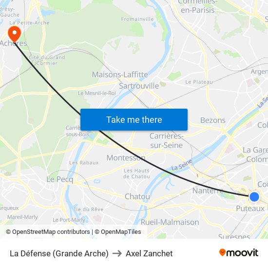 La Défense (Grande Arche) to Axel Zanchet map