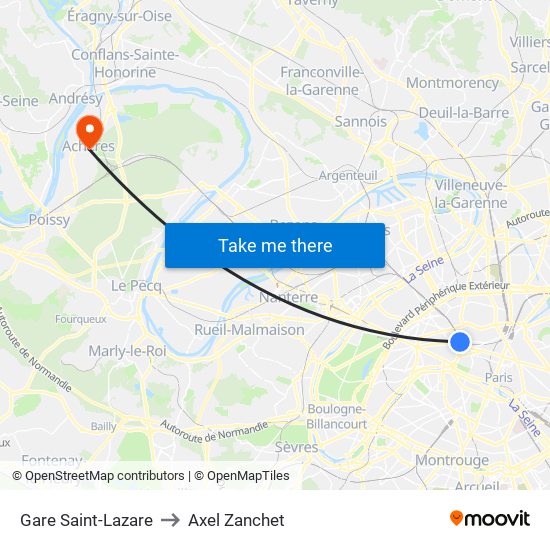 Gare Saint-Lazare to Axel Zanchet map