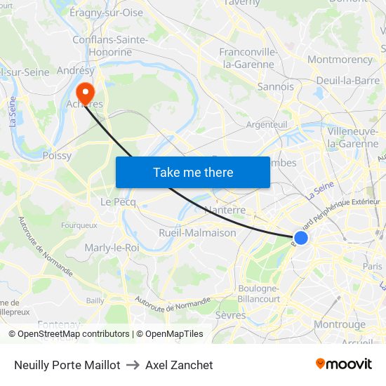 Neuilly Porte Maillot to Axel Zanchet map