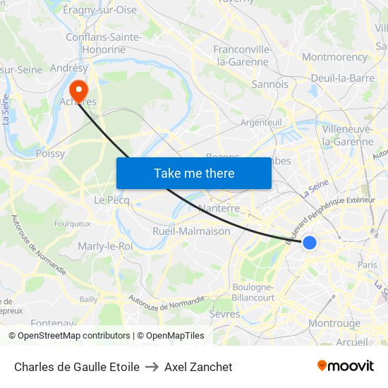 Charles de Gaulle Etoile to Axel Zanchet map
