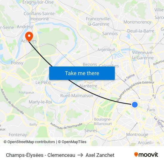 Champs-Élysées - Clemenceau to Axel Zanchet map