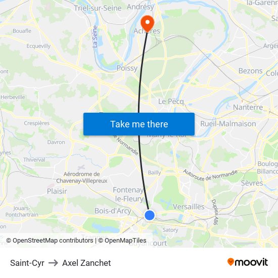 Saint-Cyr to Axel Zanchet map