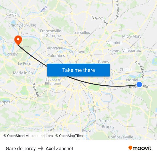 Gare de Torcy to Axel Zanchet map