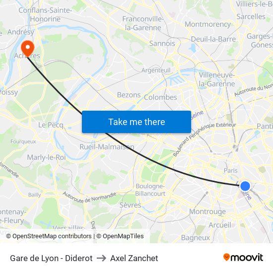 Gare de Lyon - Diderot to Axel Zanchet map