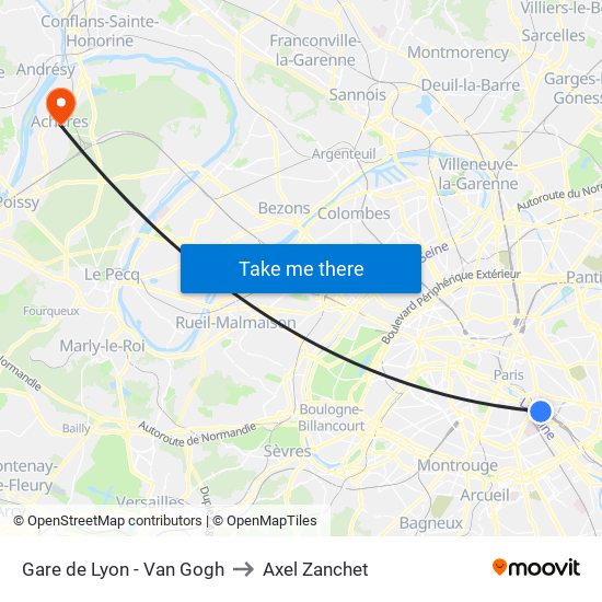 Gare de Lyon - Van Gogh to Axel Zanchet map