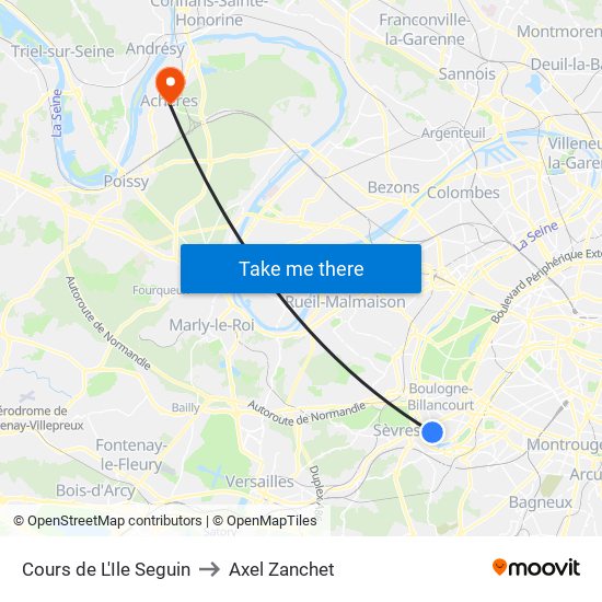 Cours de L'Ile Seguin to Axel Zanchet map
