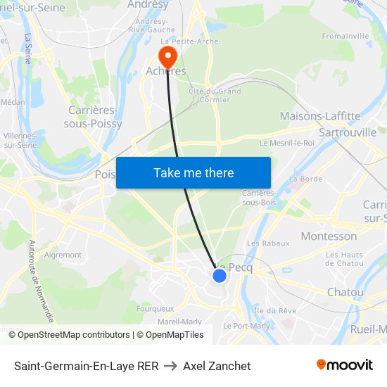Saint-Germain-En-Laye RER to Axel Zanchet map