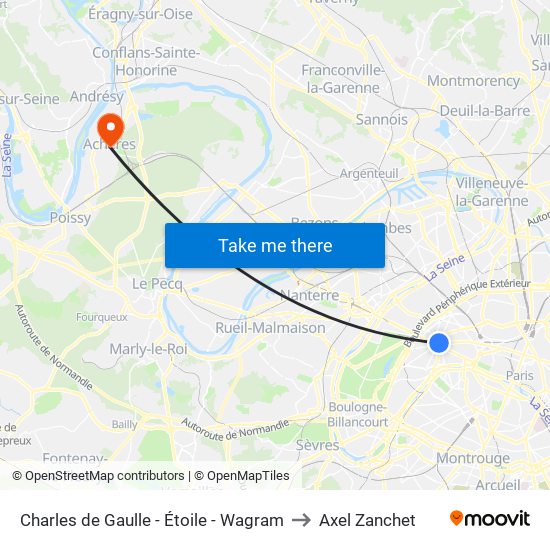 Charles de Gaulle - Étoile - Wagram to Axel Zanchet map