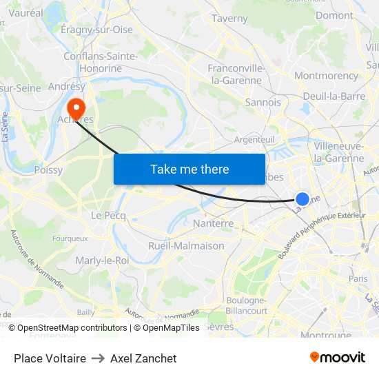 Place Voltaire to Axel Zanchet map