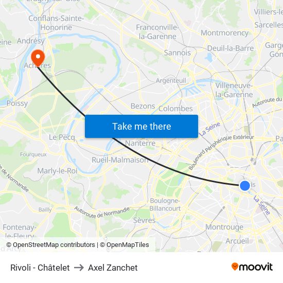 Rivoli - Châtelet to Axel Zanchet map