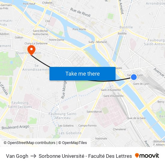 Van Gogh to Sorbonne Université - Faculté Des Lettres map