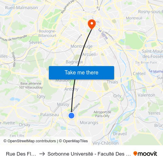 Rue Des Fleurs to Sorbonne Université - Faculté Des Lettres map