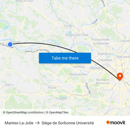 Mantes-La-Jolie to Siège de Sorbonne Université map