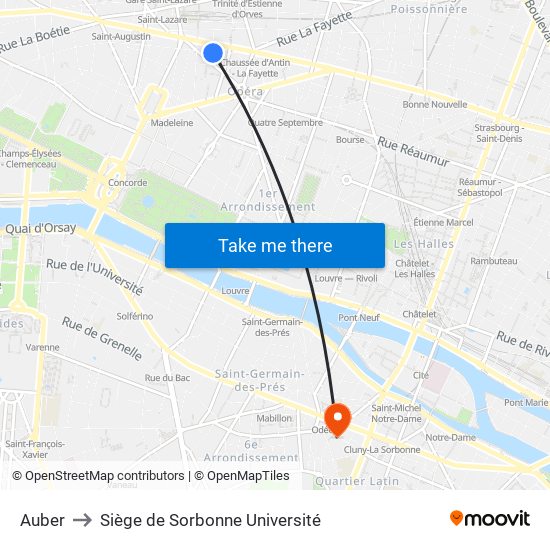 Auber to Siège de Sorbonne Université map