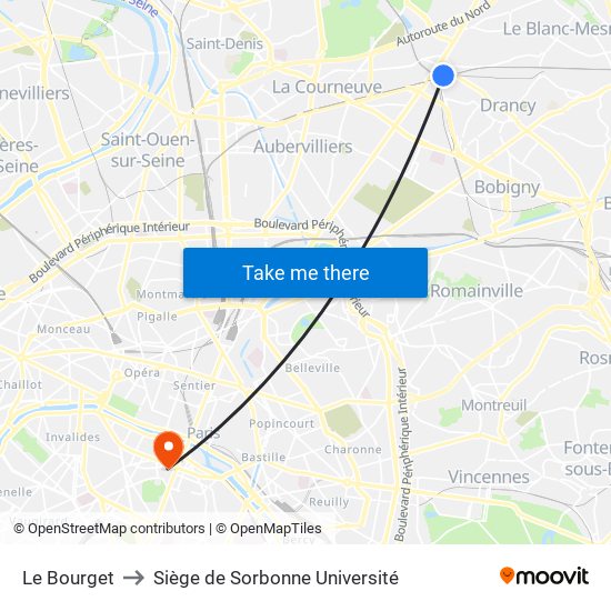 Le Bourget to Siège de Sorbonne Université map