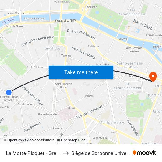 La Motte-Picquet - Grenelle to Siège de Sorbonne Université map