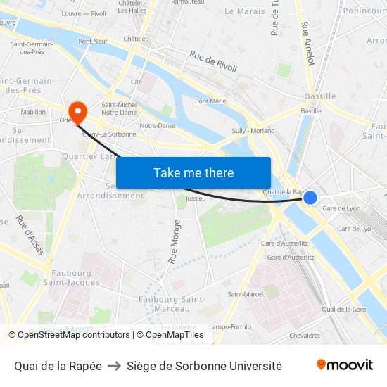 Quai de la Rapée to Siège de Sorbonne Université map