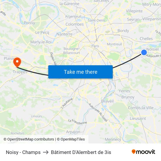 Noisy - Champs to Bâtiment D'Alembert de 3is map
