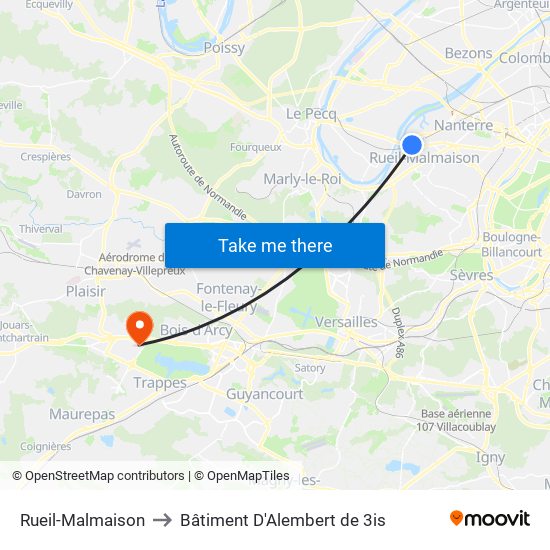 Rueil-Malmaison to Bâtiment D'Alembert de 3is map