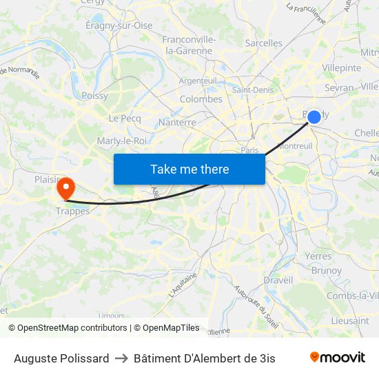 Auguste Polissard to Bâtiment D'Alembert de 3is map