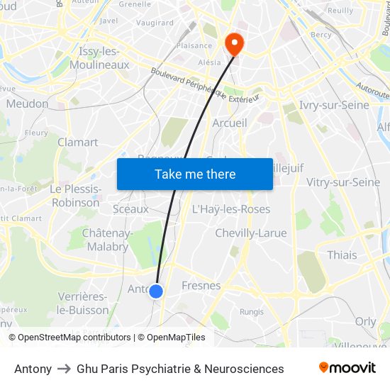 Antony to Ghu Paris Psychiatrie & Neurosciences map