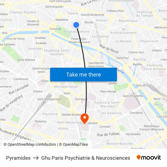 Pyramides to Ghu Paris Psychiatrie & Neurosciences map