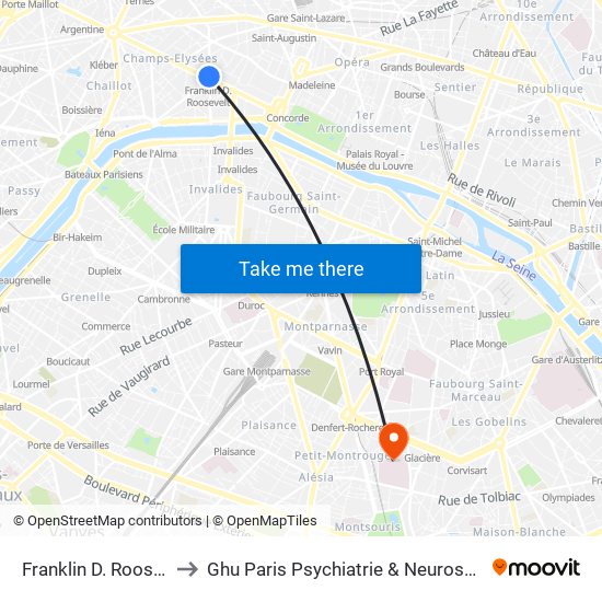Franklin D. Roosevelt to Ghu Paris Psychiatrie & Neurosciences map