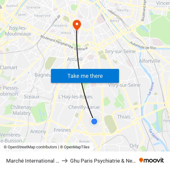 Marché International de Rungis to Ghu Paris Psychiatrie & Neurosciences map