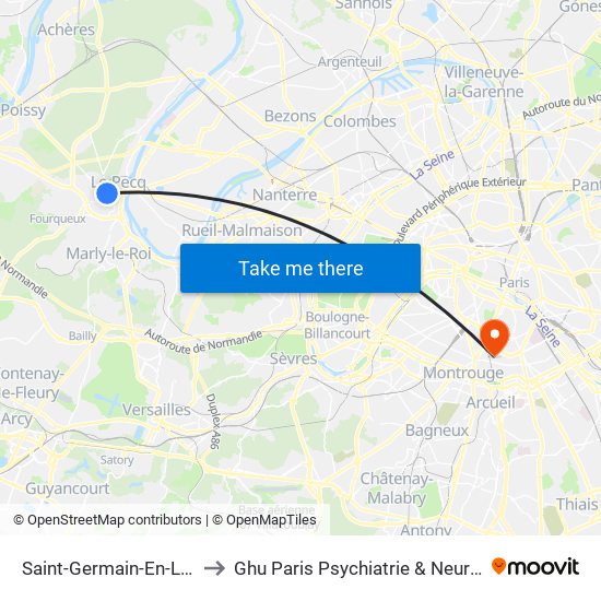 Saint-Germain-En-Laye RER to Ghu Paris Psychiatrie & Neurosciences map