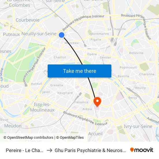 Pereire - Le Chatelier to Ghu Paris Psychiatrie & Neurosciences map