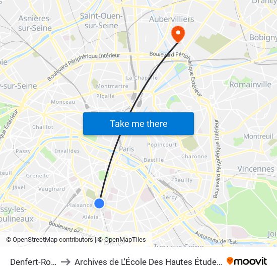 Denfert-Rochereau to Archives de L'École Des Hautes Études En Science Sociales map