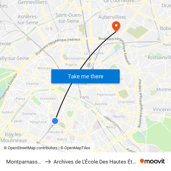 Montparnasse-Bienvenue to Archives de L'École Des Hautes Études En Science Sociales map