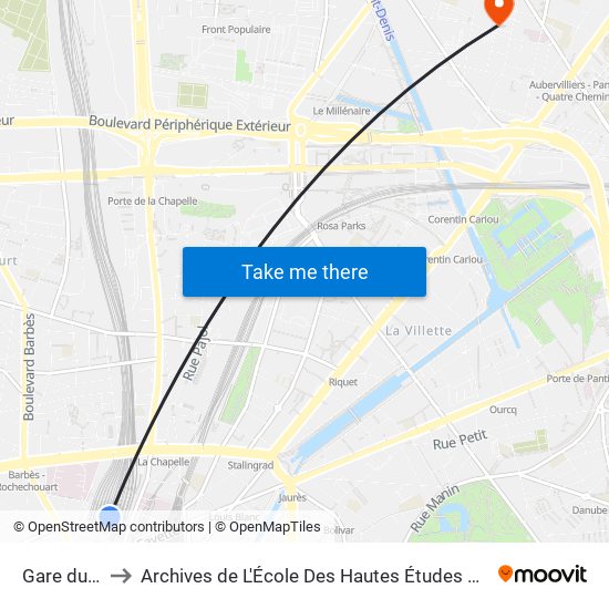 Gare du Nord to Archives de L'École Des Hautes Études En Science Sociales map