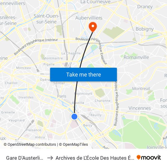 Gare D'Austerlitz - Cour Seine to Archives de L'École Des Hautes Études En Science Sociales map