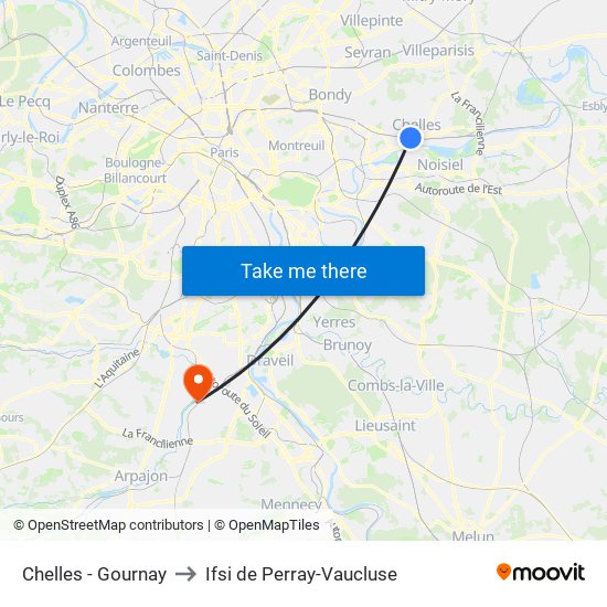 Chelles - Gournay to Ifsi de Perray-Vaucluse map