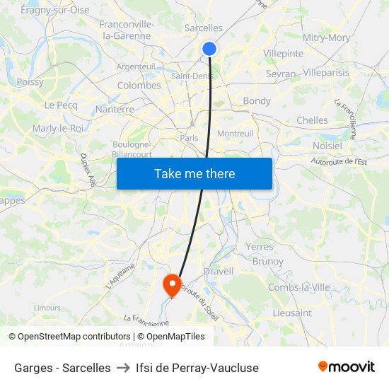 Garges - Sarcelles to Ifsi de Perray-Vaucluse map
