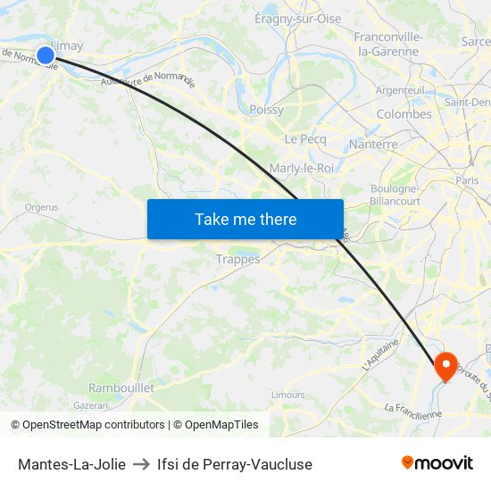 Mantes-La-Jolie to Ifsi de Perray-Vaucluse map